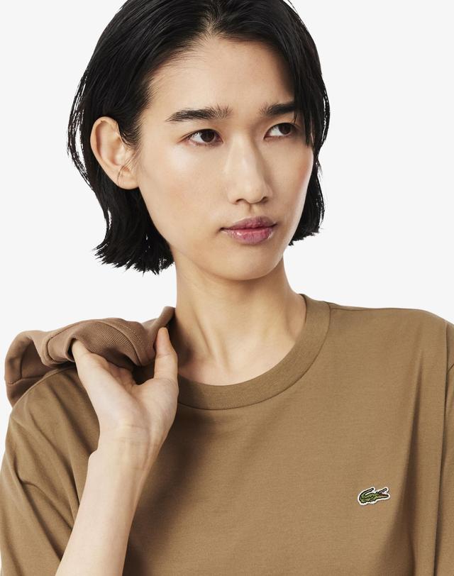 라코스테 [라코스테 공식] 여성 릴랙스핏 베이직 반팔 티셔츠 TF7215-56N SIX 착용컷