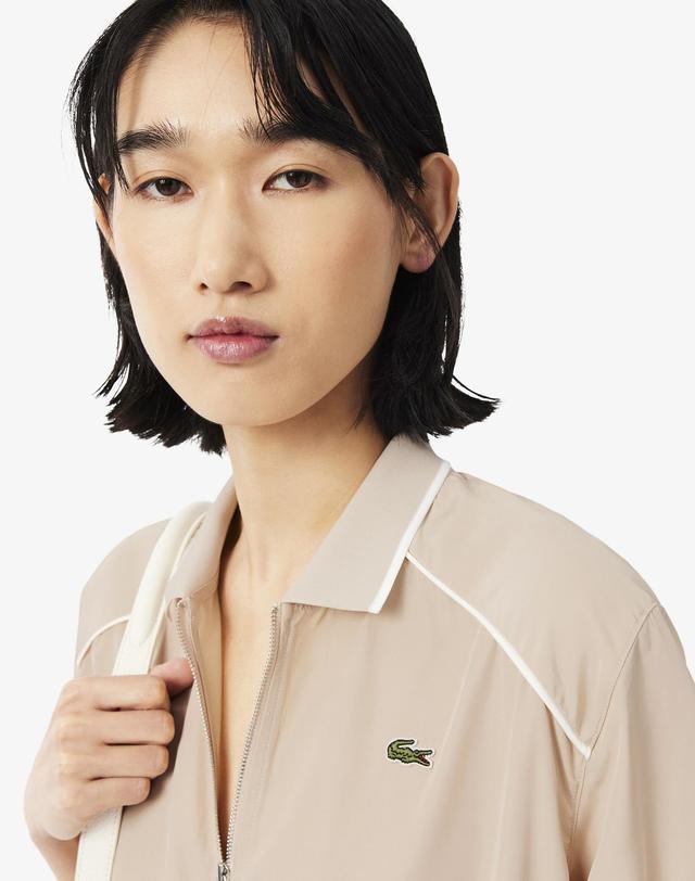 라코스테 [라코스테 공식] 여성 넥 카라형 하프 집업 드레스 EF8646-56N S69 착용컷