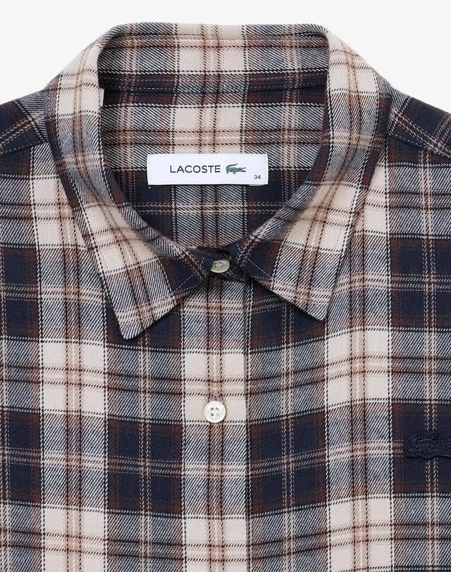 라코스테 [라코스테 공식] 여성 릴렉스핏 체크 셔츠 CF507E-56N 166 착용컷
