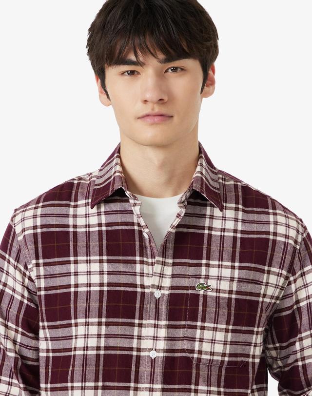 라코스테 [라코스테 공식] 남성 플란넬 그리드 체크 셔츠 CH3596-56N DCN1 착용컷