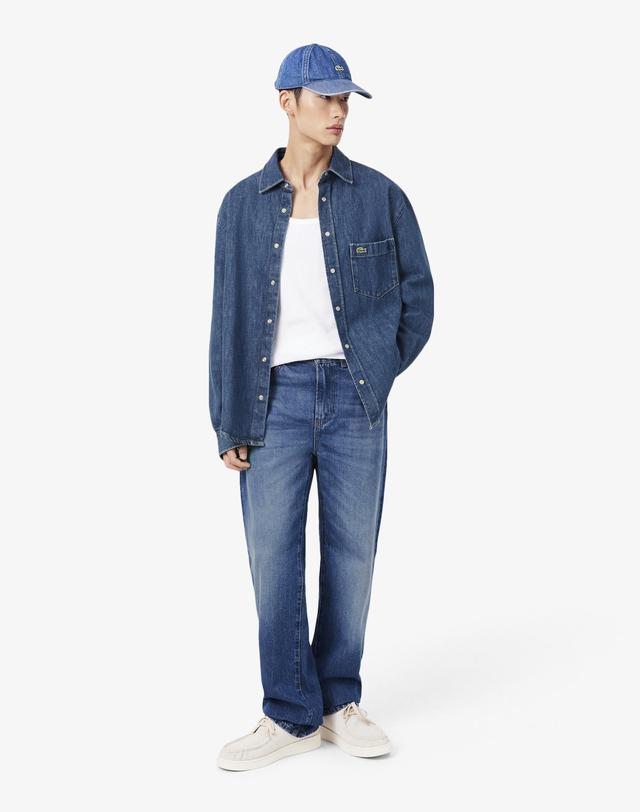 라코스테 [라코스테 공식] 여성 유니섹스 데님 6패널 캡 RK6362-56N MK9 착용컷