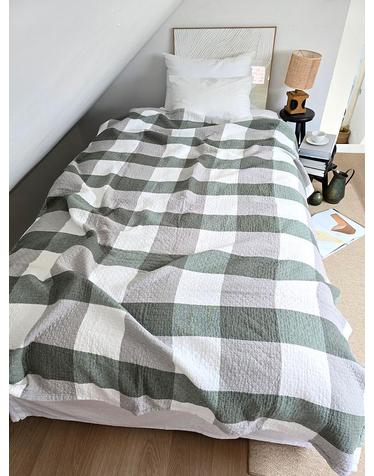 블랑쉬 세이지 체크 퀸사이즈 150x200 리버서블 거즈이불