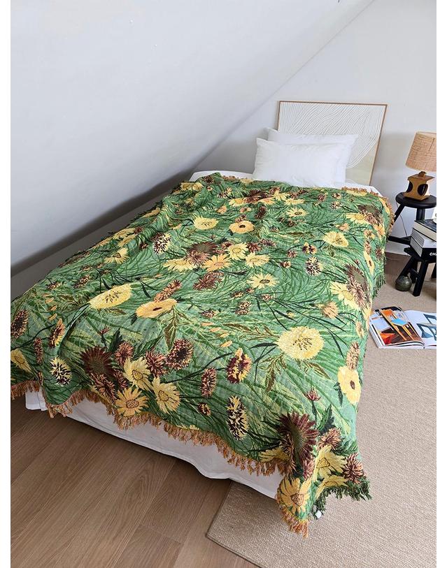 블랑쉬하우스 블랑쉬 메도우 선플라워 양면 퀸사이즈 150x200 리버서블 거즈이불 착용컷