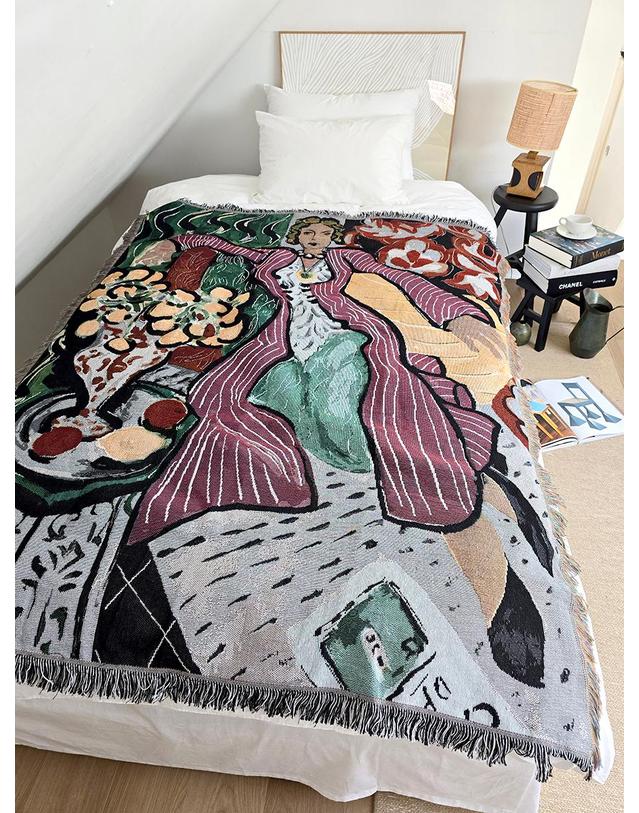 블랑쉬하우스 블랑쉬 앙리마티스 보랏빛 코트의 여인 아트 블랭킷 착용컷