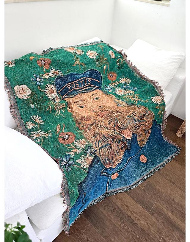 블랑쉬하우스 블랑쉬 포스트맨 블룸 아트 직조 블랭킷 착용컷