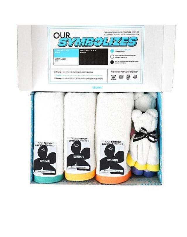 브룸피 브룸피 프리미엄 뱀부얀+코마사 40수 타월 220g 선물세트(화이트 3개+핸드타월 2개) 착용컷