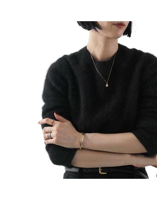 메종 마르지엘라 [명품] 메종 마르지엘라 5mm 로고 링 실버 SM1UQ0064 SV0091 951 밝은 그레이 착용컷