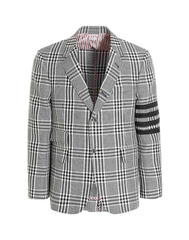 톰브라운 [명품] 24FW 사선 완장 체크 블레이저 화이트블랙 MJC348H 07889 980 그레이 착용컷