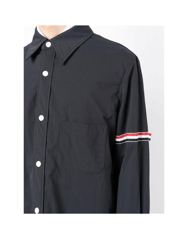 톰브라운 [명품] 24FW 톰브라운 RWB 암밴딩 나일론 셔츠형 자켓 MJO067A 04391 415 BLACK 착용컷