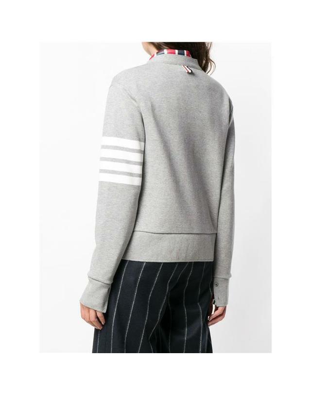 톰브라운 [명품] 24FW 톰브라운 4바 스트라이프 RWB 탭 루프백 가디건 FJT069A 00535 055 밝은 그레이 착용컷