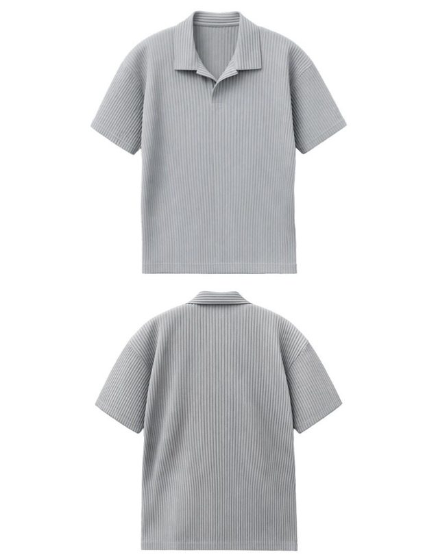 이세이미야케 [명품] 베이직 폴로 반팔 티셔츠 그레이 남성 티셔츠 HP55 JM530 11 밝은 블루 착용컷