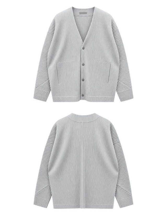 이세이미야케 [명품] 먼슬리 버튼 브이넥 가디건 레이 그레이 남성 자켓 HP63 JL091 13 밝은 블루 착용컷