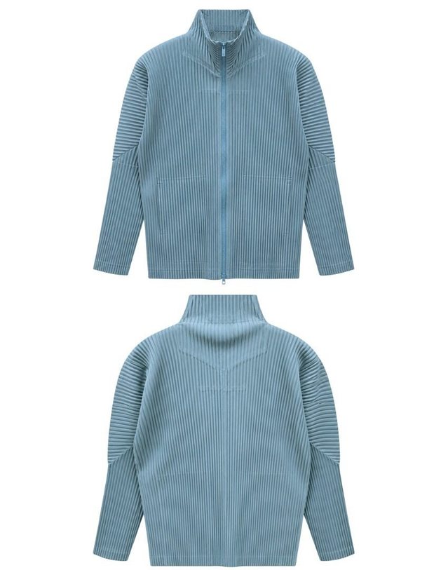 이세이미야케 [명품] 컬러 플리즈2 집업 가디건 글룸 블루 남성 자켓 HP63 JL190 73 밝은 블루 착용컷