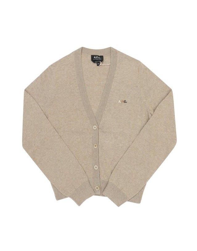 아페쎄 [명품] 아페쎄 COEZJ F22316 PBC HEATHERED BEIGE 여성 가디건 밝은 그레이 착용컷