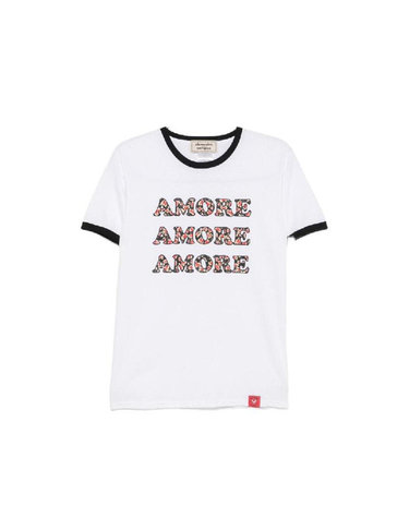 [해외직구] 그란데비타 해외 ALESSANDRO ENRIQUEZ 여성 AMORE PRINT COTTON 티셔츠 TS109COWHITE BLACK