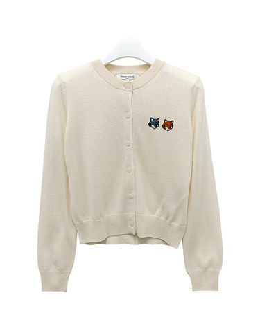 [명품] 26SS 메종키츠네 여성 더블 폭스 헤드 레귤러 가디건 라떼 OW051CFKT1181 P702