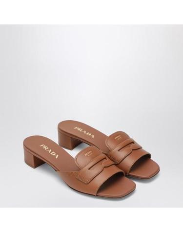[해외직구] 26SS 프라다 레더 힐 뮬 1XX781035248 F0054 BROWN