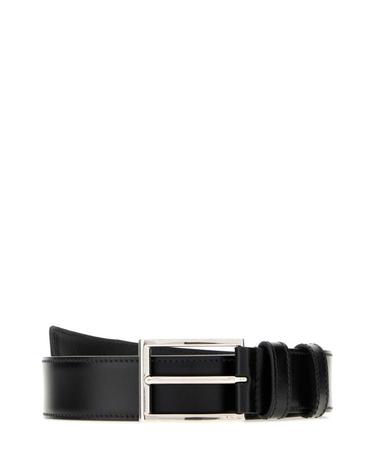 [해외직구] 26FW 프라다 미니멀 실버 버클 카프 스킨 레더 벨트 2CC673X72 F0002 BLACK
