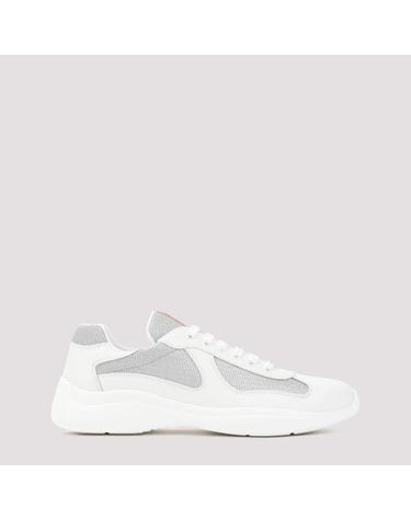 [해외직구] 26FW 프라다 아메리카 컵 가죽 레더 로우탑 스니커즈 4E3400FG000 6GW F0J36 BIANCO ARGENTO