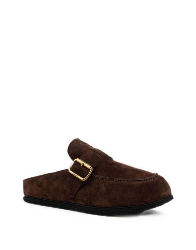 프라다 [해외직구] 26FW 프라다 스웨이드 셔링 뮬 스웨이드 셔링 뮬 1R548OFZF10JFTF0003 brown 착용컷