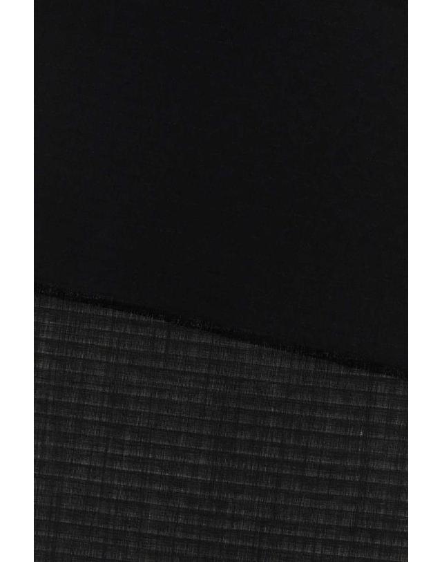 프라다 [해외직구] 26FW 프라다 자카드 프린지 울 실크 머플러 스카프 2FS0882C6K F0002 Black 착용컷