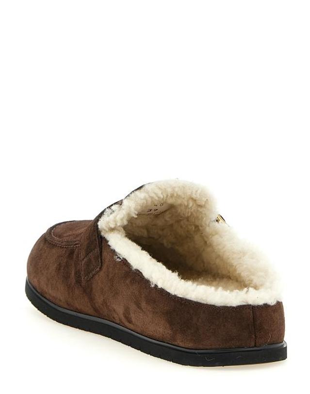 프라다 [해외직구] 26FW 프라다 스웨이드 셔링 뮬 스웨이드 셔링 뮬 1R548OFZF10JFTF0003 Brown 착용컷