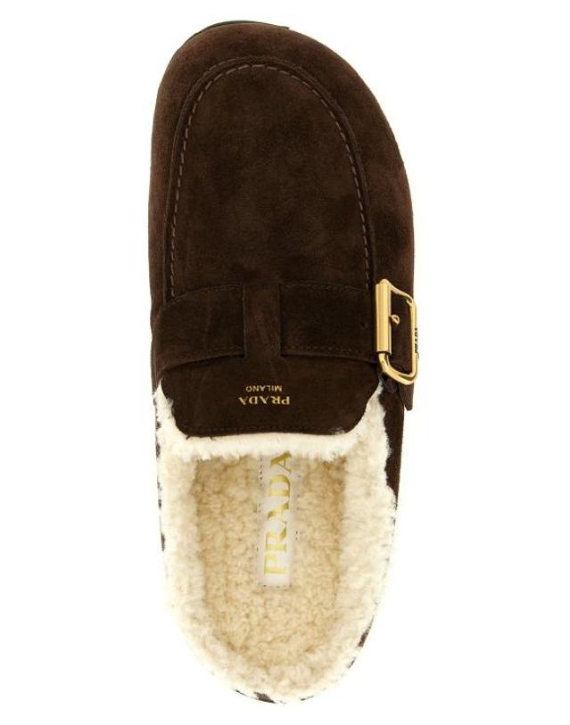 프라다 [해외직구] 26FW 프라다 스웨이드 셔링 뮬 스웨이드 셔링 뮬 1R548OFZF10JFTF0003 Brown 착용컷