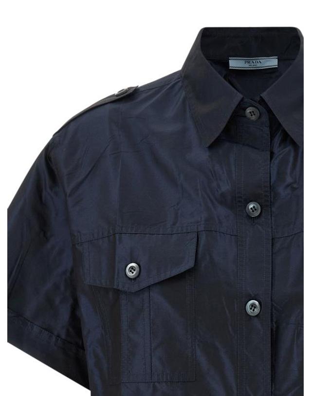 프라다 [해외직구] 26SS 프라다 블라우스 PR325791BM NAVY 착용컷