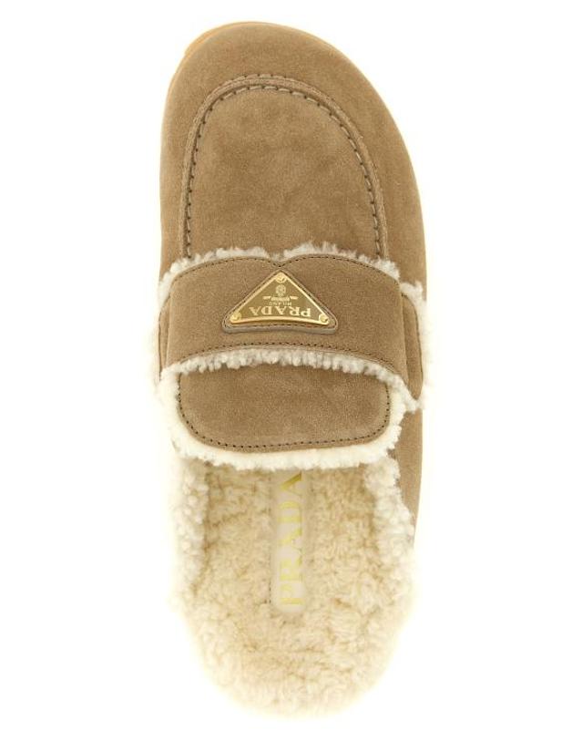 프라다 [해외직구] 26FW 프라다 스웨이드 셔링 뮬 1R129OFZF20JFTF0F24 Beige 착용컷