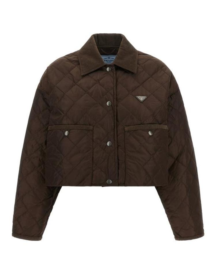 PRADA [해외] 26FW 프라다 라이트 리나일론 크롭 블루종 자켓 29X166SAGO1WQ9F0AEZ Brown