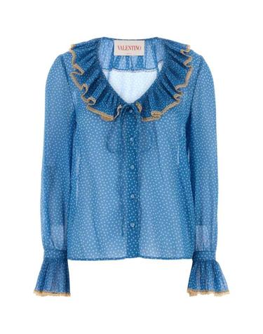 [해외직구] 25SS 발렌티노 가라바니 MICRO POIS 마이크로포이즈 블라우스 6B0AB7H19B7 DEP BLUE