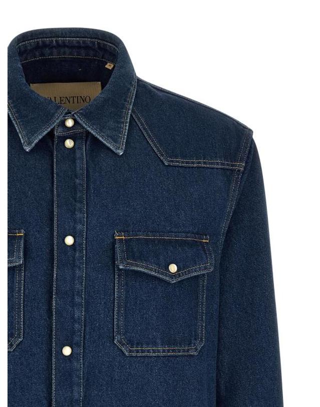 발렌티노 가라바니 [해외직구] 26FW 발렌티노 가라바니 데님 셔츠 VA339005BM BLUE 착용컷