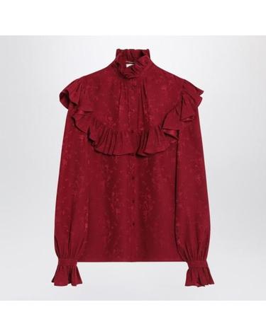 [해외직구] 25FW 생로랑 블라우스 831783Y4K35 6067 BURGUNDY