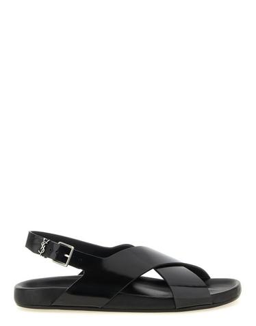 [해외직구] 26FW 생로랑 글레이즈드 가죽 소재 헬리오스 샌들 SA341041BM BLACK