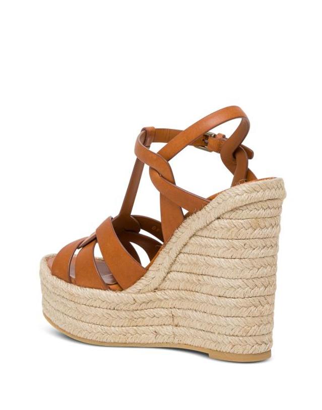 생로랑 [해외직구] 26FW 생로랑 트리뷰트 에스파드리유 웻지 스무스 레더 611924BDA002206 Brown 착용컷