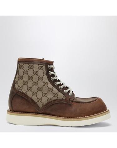 [해외직구] 25FW 구찌 라운드 토 레이스업 앵클 부츠 831149AAEZE Brown
