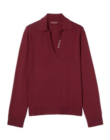 [해외직구] 25FW 구찌 딥 브이넥 리브드 커프 울 폴로 스웨터 793883XKFA8 6318 Red
