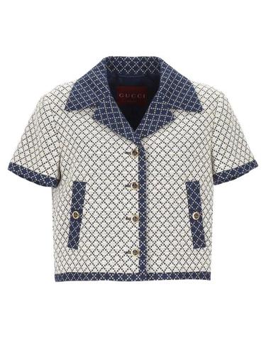 [해외직구] 25FW 구찌 다이아몬드 코튼 부클레 자켓 826056 ZASW89037 Cream blue
