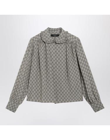 [해외직구] 26FW 구찌 프린트 실크 크레이프 드 신 셔츠 프린트 실크 크레이프 드 신 셔츠 A005Y5ZAVRI Beige