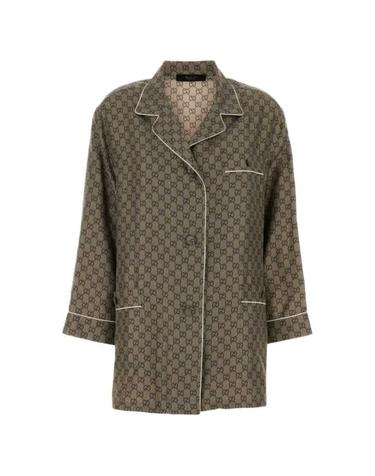 [해외직구] 26FW 구찌 프린트 실크 트윌 셔츠 875471 ZAUUN2270 BEIGE BROWN