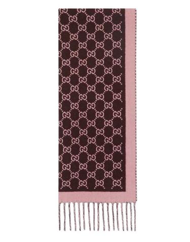 [해외직구] 26FW 구찌 울 자카드 스카프 8355343G2002172 DARK BROWN