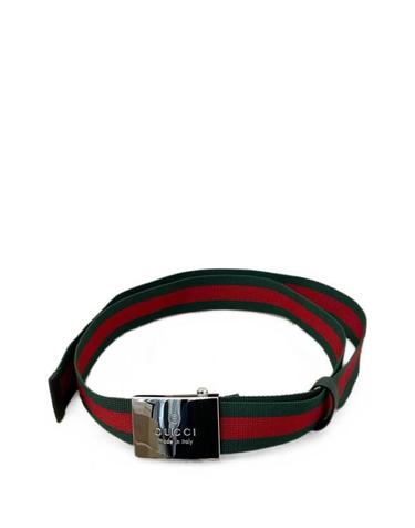 [해외직구] 26FW 구찌 직사각형 버클 웹(Web) 벨트 874734HAAPT 8475 GREEN