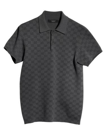 [해외직구] 26FW 구찌 GG 울 실크 자카드 폴로 셔츠 875483 XKFMB1044 GREY