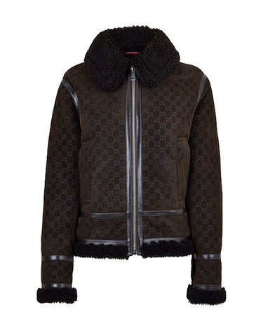 [해외직구] 26FW 구찌 프린트 스웨이드 쉐어링 자켓 835526 BROWN