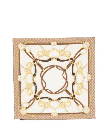 [해외직구] 26FW 구찌 프린트 실크 크레이프 드 스카프 8742303G0059965 Off white