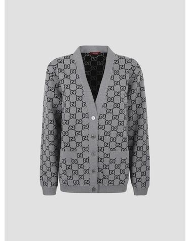 [해외직구] 25FW 구찌 리버서블 GG 울 자카드 가디건 798157XKEJP 1045 SMK GREY BLACK