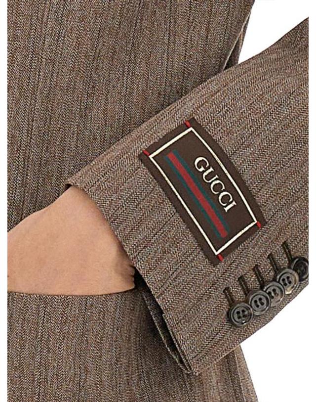 구찌 [해외직구] 구찌 헤링본 울 더블 수트 자켓 703283 ZACZE2255 Brown 착용컷
