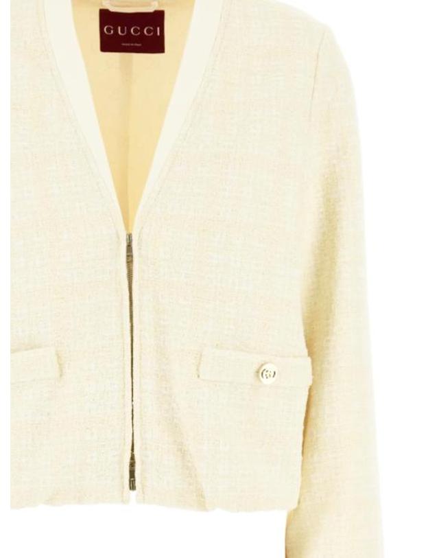 구찌 [해외직구] 26SS 구찌 체크 코튼 트위드 재킷 851888 ZAUB69777 Beige white 착용컷