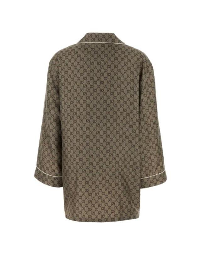 구찌 [해외직구] 26FW 구찌 프린트 실크 트윌 셔츠 875471 ZAUUN2270 BEIGE BROWN 착용컷