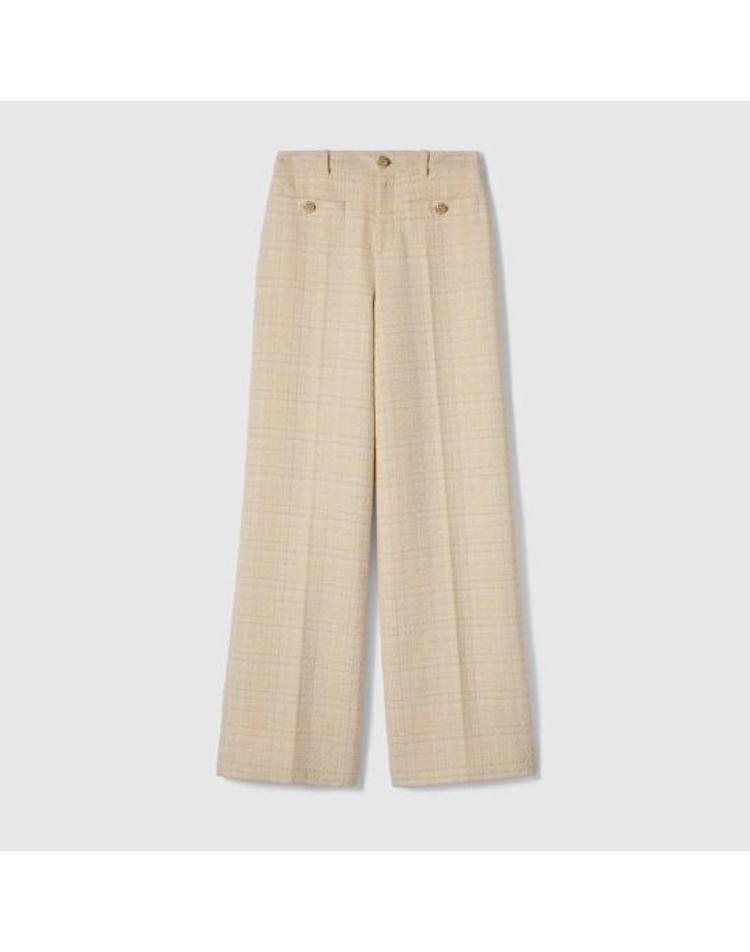 GUCCI [해외] 26SS 구찌 체크 코튼 트위드 팬츠 856087ZAUB69777 Beige FA6EXX10946